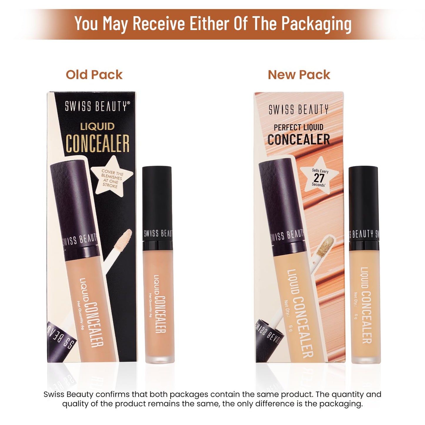 Swiss Beauty Liquid Light Weight Concealer With Full Coverage |Easily Blendable Concealer For Face Makeup With Matte Finish | Shade- Orange, 6g