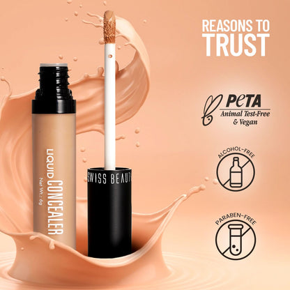 Swiss Beauty Liquid Light Weight Concealer With Full Coverage |Easily Blendable Concealer For Face Makeup With Matte Finish | Shade- Orange, 6g